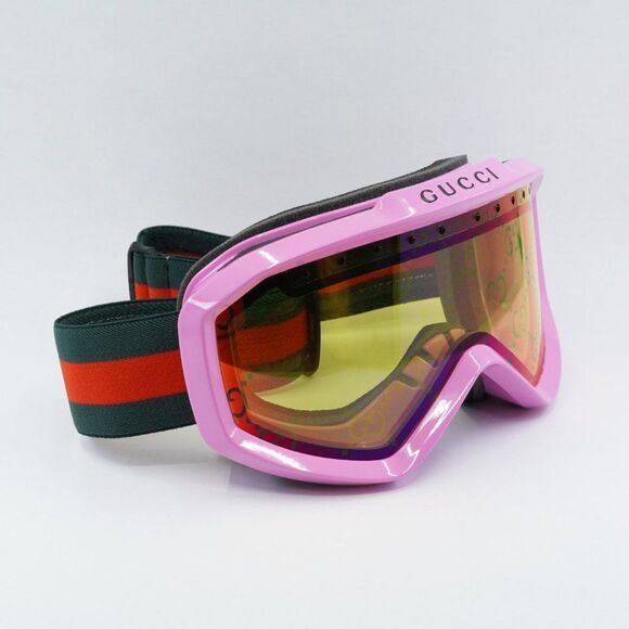 Gucci GG1210S 004 Sunglasses Ski Goggles Mask Pink Shield Frame, Yellow Lenses - Picture 10 of 14
